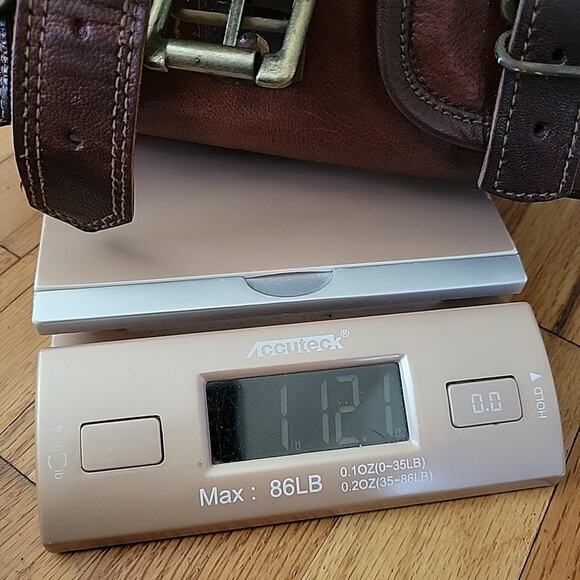 Vintage Distressed Brown Genuine Leather Crossbody Saddlebag Boho Hippie Western - Picture 11 of 11